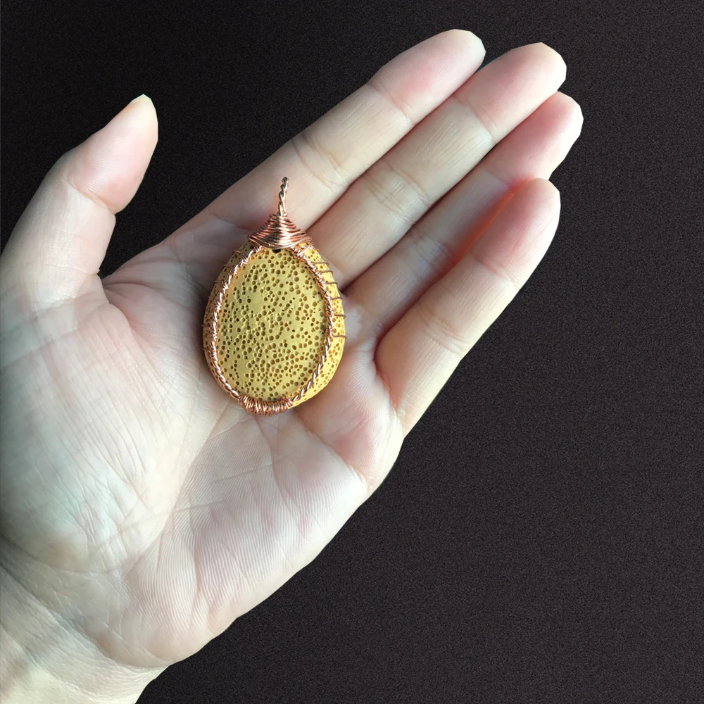 

10pcs/lot Clay Water Drop Lava Stone Diffuser Pendant Necklace For Women Essential Oil Diffuser Lava Necklace Jewelry VA-1019*10