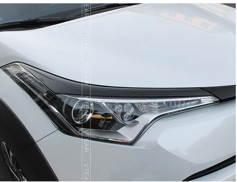 Vtear для Toyota C-HR CHR ABS автомобильный головной светильник s Рамка светильник крышка для бровей хромированная Накладка для стайлинга внешние аксессуары