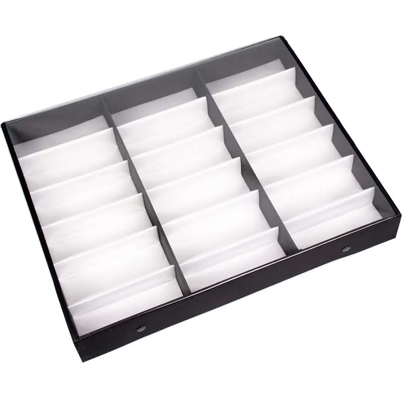

Wholesale Makeup Sunglass Case Women and Men PU 18 Gird Sunglasses Box Sunglasses Storage Shop Display Leather Box