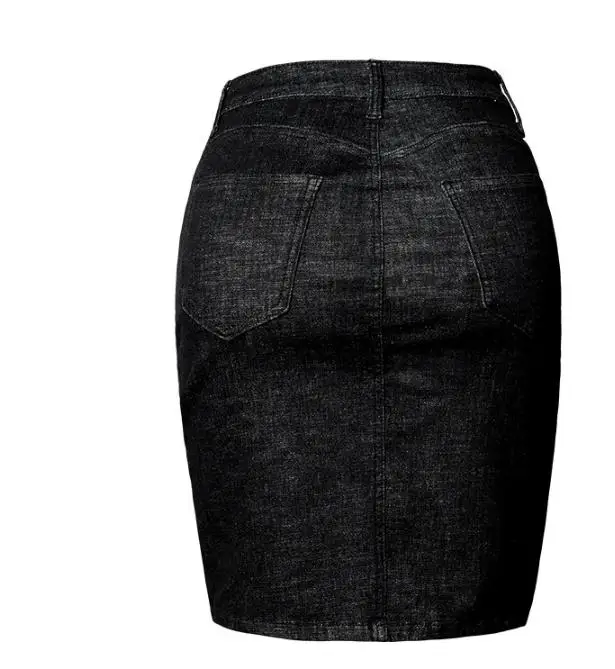 2019 S/3XL Новинка женские эластичные юбки с высокой талией и разрезом джинсовые