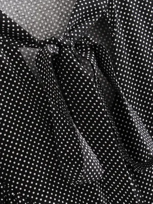 Autumn women ruffles vintage lace blouses Shirt polka dot Womens tie up sleeve Camisa loose Blusas Feminina OYK6103 |