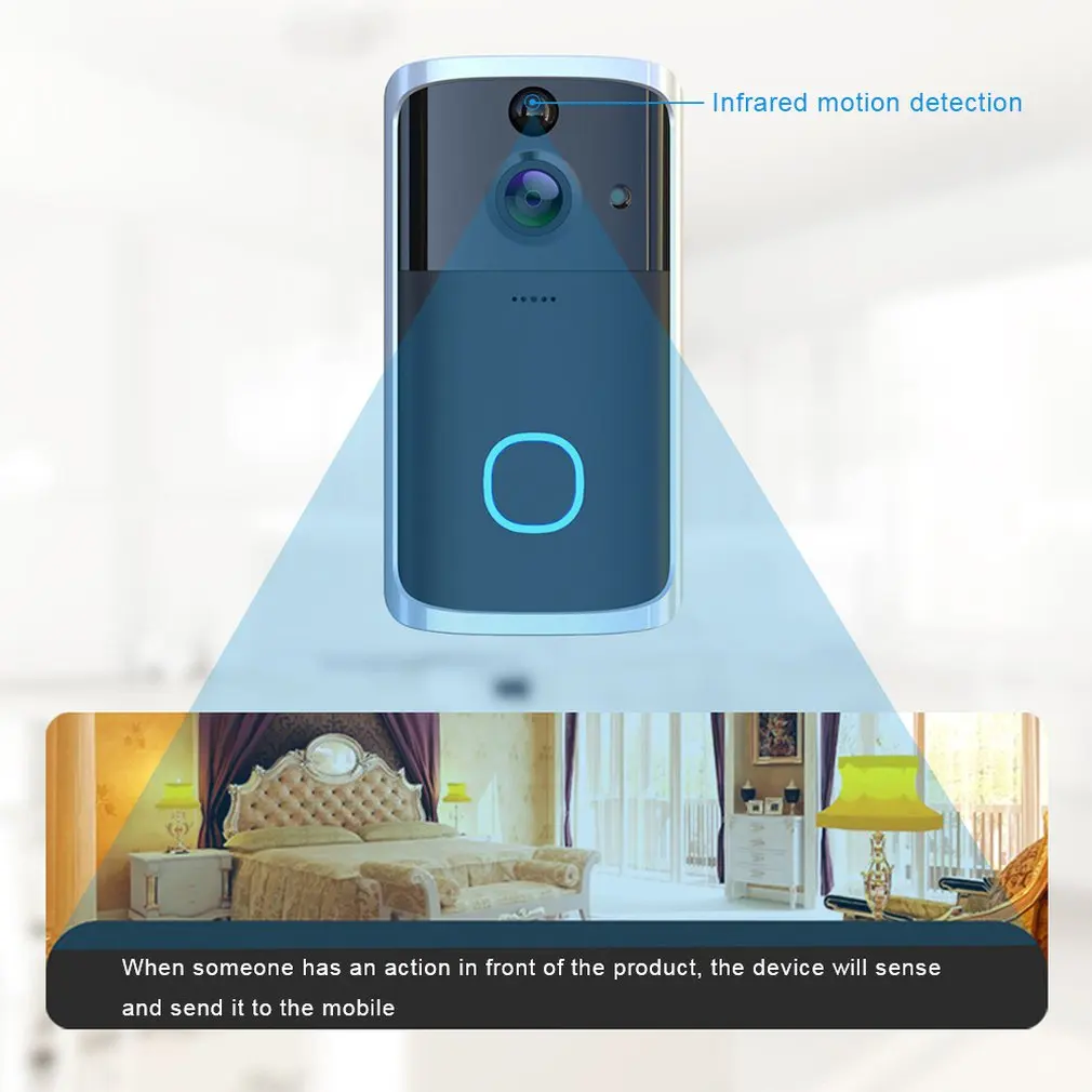 Modern WIFI Visual Doorbell Camera Video-eye Intercom HD Wireless Night View Video Smart Ring |