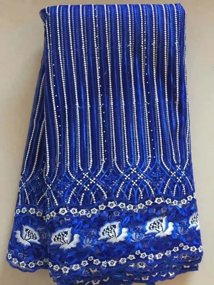 5 ярдов/шт. Самый популярный королевский синий французский сетчатый кружевной