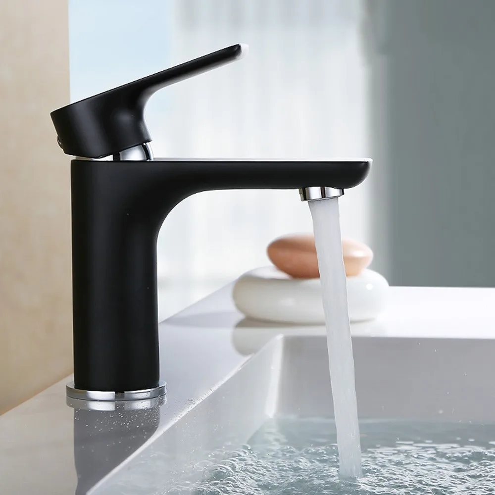 

Single Handle Bathroom Sink Faucet solid brass Basin Mixer Taps,Black Finish
