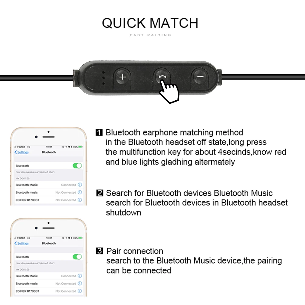 XT-12 Беспроводные наушники с Bluetooth, гарнитура с магнитным притяжением, спортивный стиль, стерео музыкальные наушники для телефонов iOS, Android