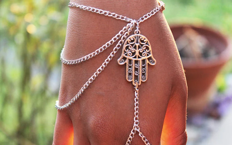12pcs/lot Women Asymmetric Bracelet With Finger Tassels Hands Design Wrist Chains Wedding Party Jewelry jb238 | Украшения и