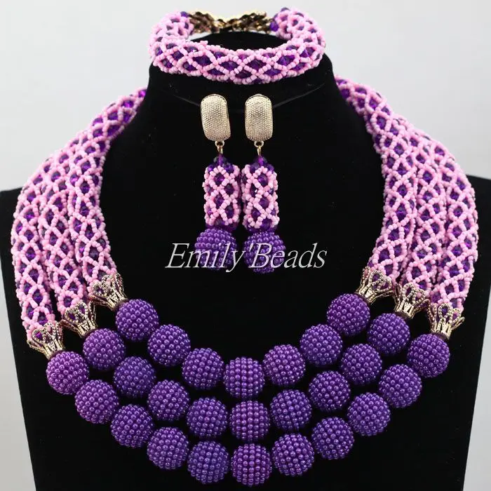 Очаровательный нигерийский Свадебный комплект ювелирных изделий из бисера в