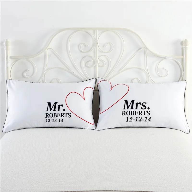 2 шт. наволочки Mr And Mrs постельные принадлежности прямоугольные белые для пар