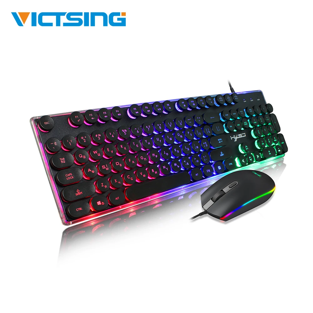 VicTsing XR450 PC Gamer клавиатура мышь комплект с подсветкой игровая 104 клавиш и 1600 dpi для
