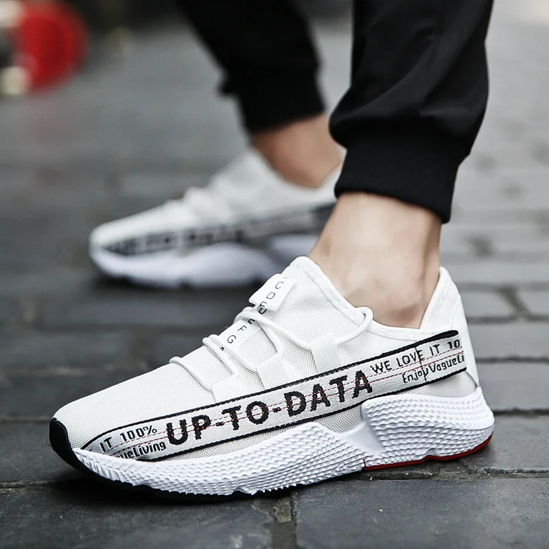 2019 spring and summer new letters sneakers flying woven breathable mesh shoes soft bottom hiking trend casual men's | Обувь
