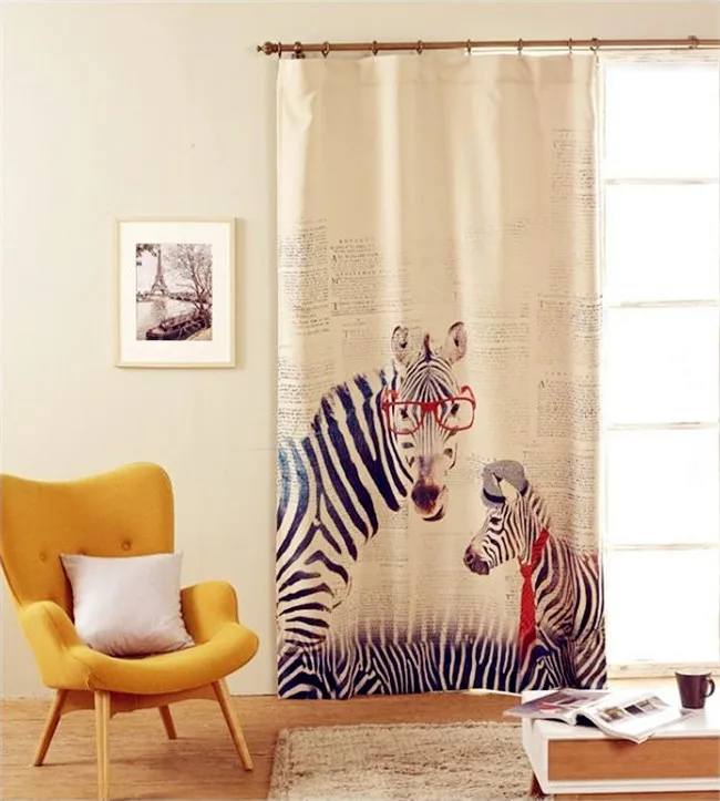 3d шторы из хлопка и льна с принтом зебры жирафа для детской декоративной одежды