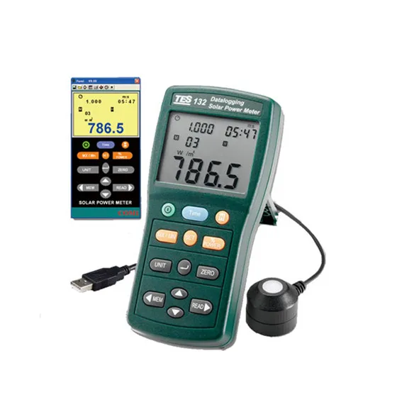 

XEAST 2021 Hot Sales TES-132 Handheld Solar Power Meter Tester 400-1Knm Range 2000W/m2 634Btu/