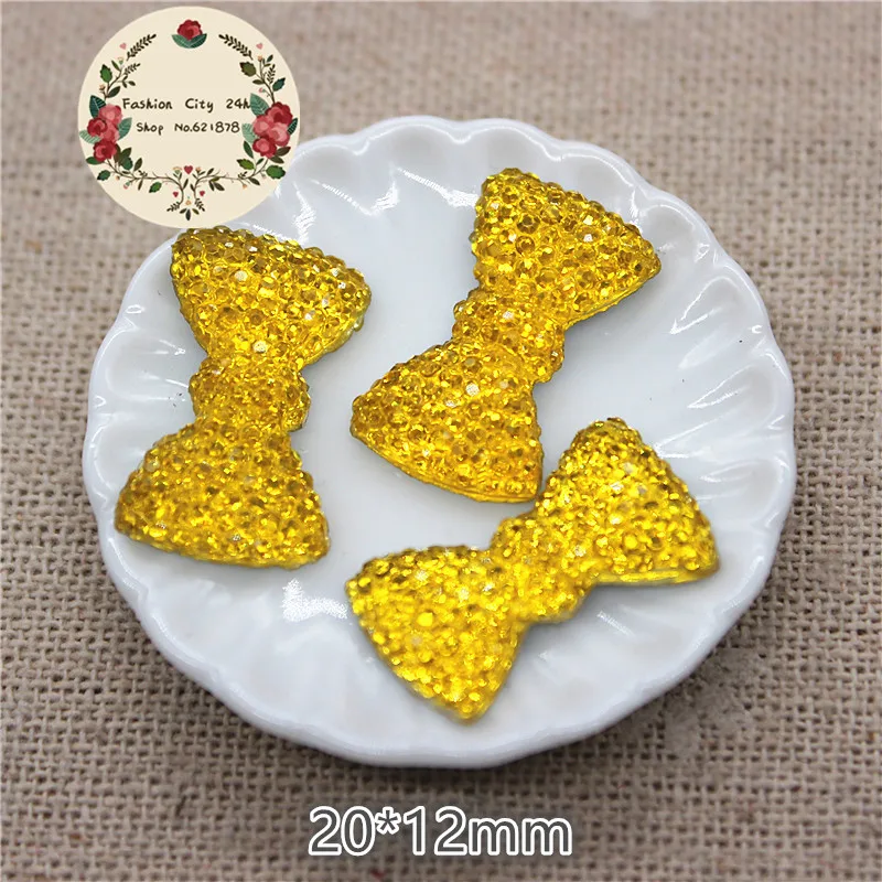 50pcs 20*12mm resin bling rhinestone bowknot flatback cabochon for DIY craft scrapbooking | Дом и сад