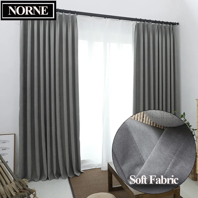 

NORNE Solid Thermal Insulated Window Curtains Modern Style Blinds Panel for Bedroom Living Room Kitchen Soft Fabric Drapes