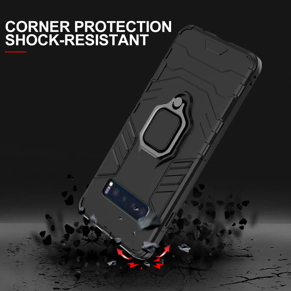 Luxury Shockproof Armor Case For Samsung S10 Plus Bracket Phone Cover S8 S9 Note 9 8 E S 10 | Мобильные телефоны и