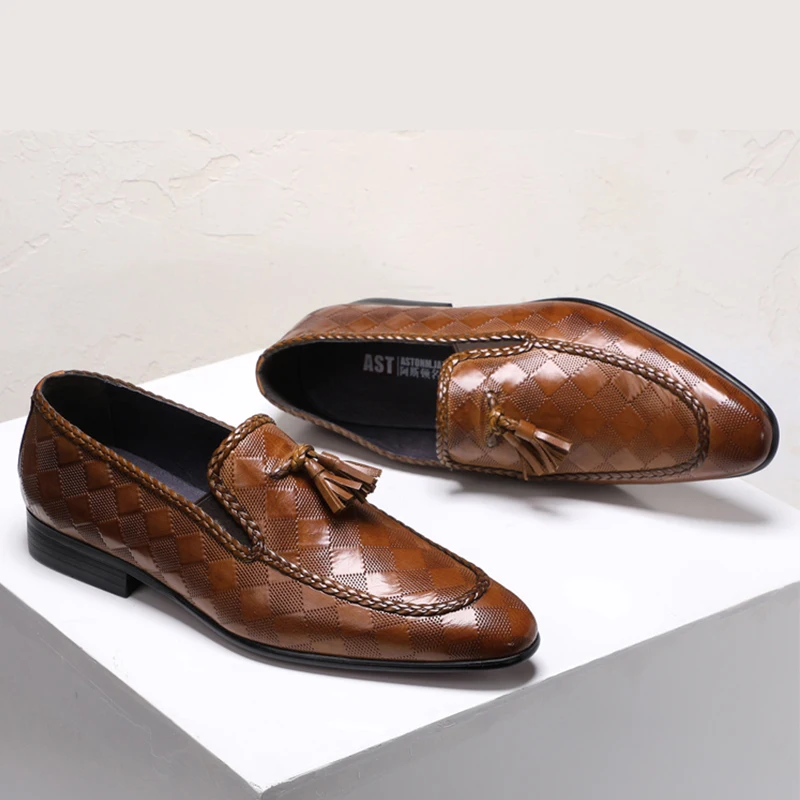 Мужские деловые кожаные туфли Черные слипоны из натуральной воловьей кожи