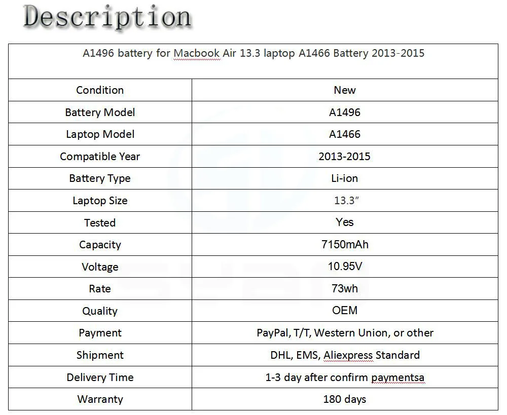 A1496 батарея для Macbook Air 13,3 ''ноутбука A1466 батарея MD760 MD761 2013- год