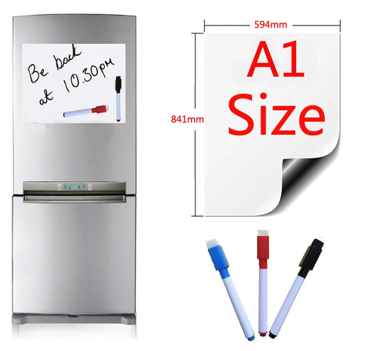 A1 Size 594x841mm Magnetic Whiteboard Fridge Magnets Presentation Boards Home Kitchen Message Writing Sticker 3 pen | Канцтовары для