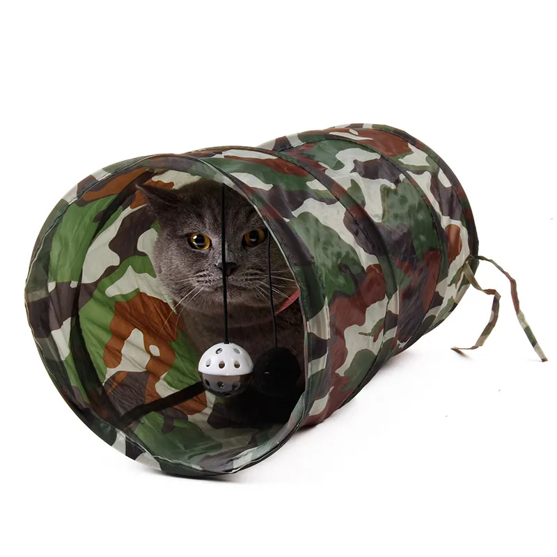 Домашние животные туннель кошка складной камуфляж цвет смешной котенок 2 мяча