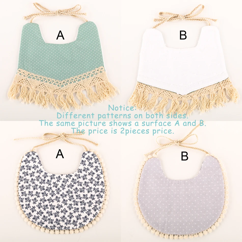 Двусторонние нагрудники из пеньковой ткани для мальчиков и девочек 2 шт./компл.