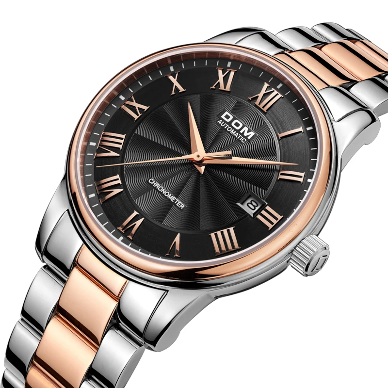 Часы DOM мужские водонепроницаемые механические из нержавеющей стали с