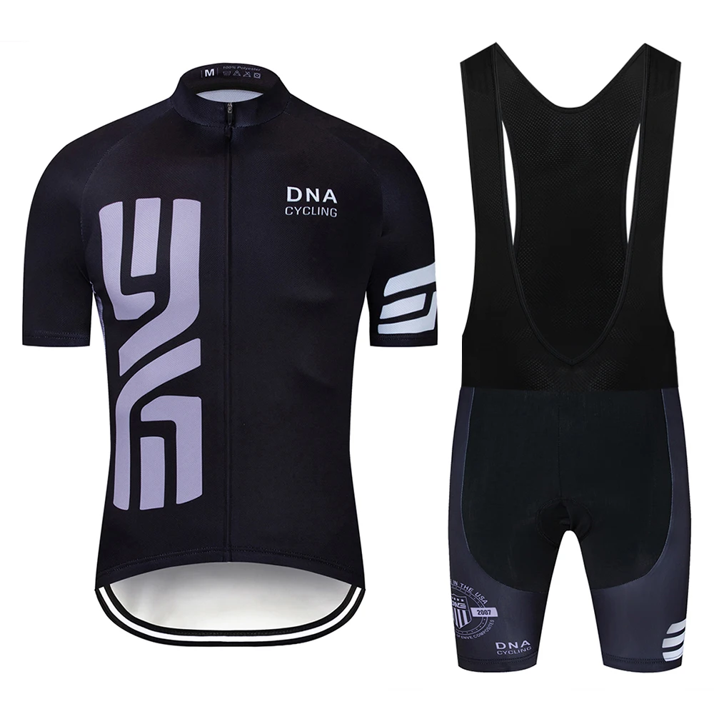 Black DNA Cycling Team Jersey Bike Set Short Sleeves Mens Quick Dry Bicycle Wear Suit Maillot Culotte Clothing 12D Gel Pad