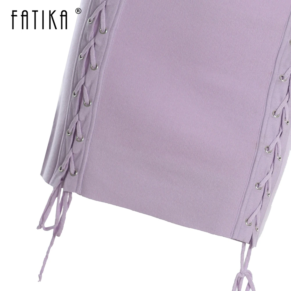 Женская мини юбка Fatika облегающая трикотажная Мини на шнурках 4 сезона|Женские