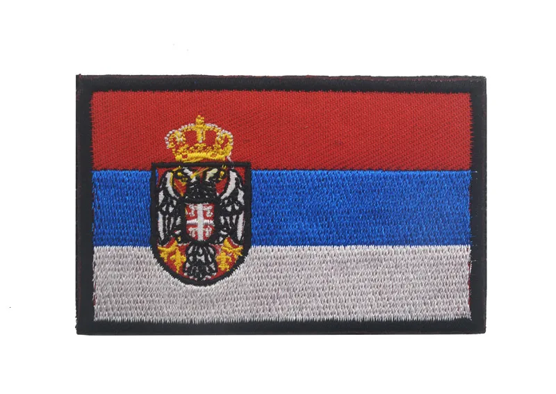 Serbia Flag Вышивка Аппликации Значки Швейцария Испания Франция Бельгия Греция Нидерланды Польша Ватикан венгерский флаг патч - Цвет: Serbia Flag