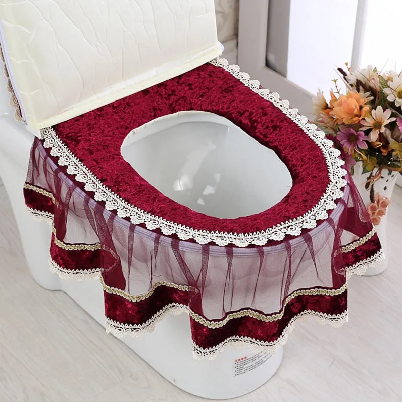 Комплект из 3 предметов чехол для унитаза кружевное u образное пальто прочное