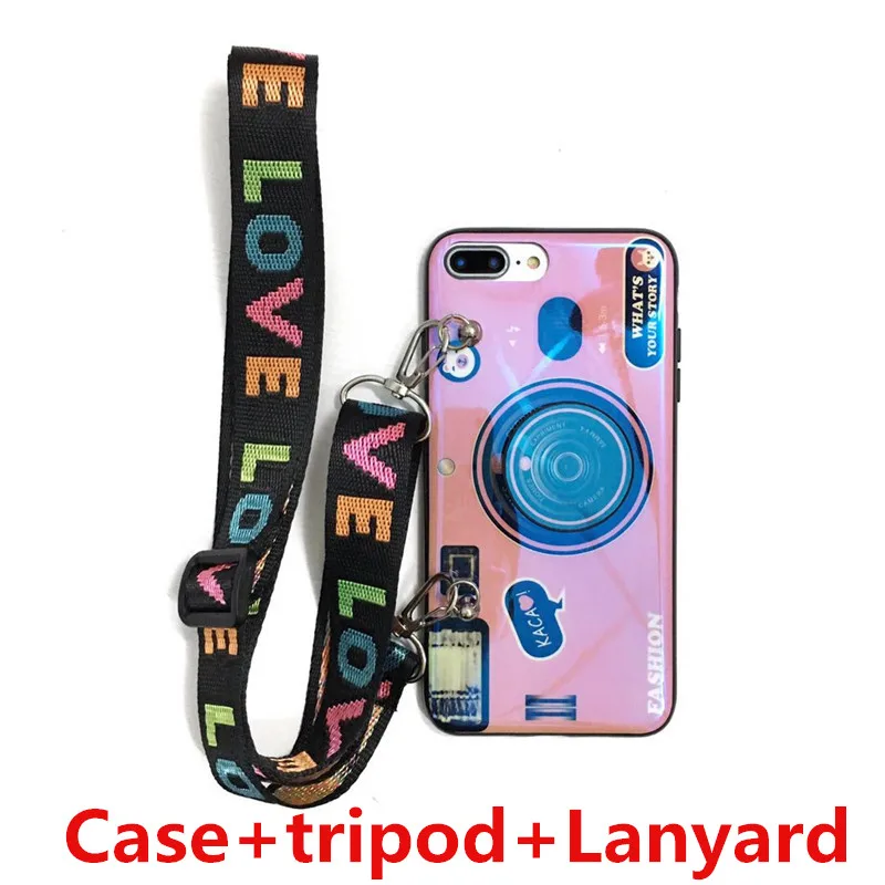 Case tripod lany Для huawei mate 8, 9, 10 lite, 20 pro, P9, P10, P20 lite, P30 pro, 3D камера, Стильный мягкий чехол из ТПУ с ремешком и кронштейном - Цвет: Case tripod lany