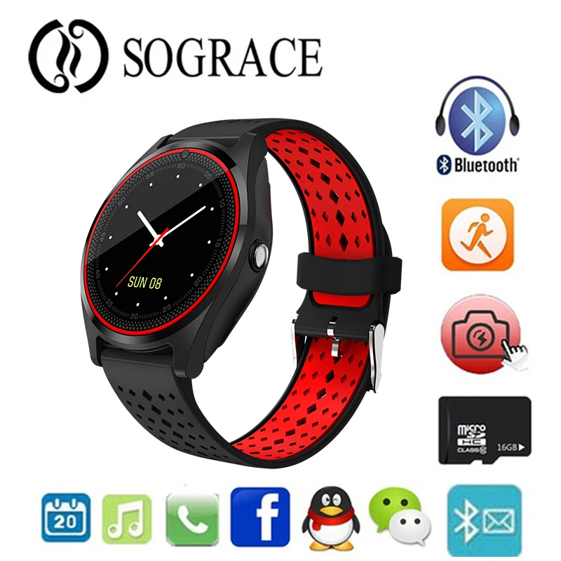 V9 Смарт часы с камерой Bluetooth Smartwatch SIM карты наручные для телефона Android Носимых