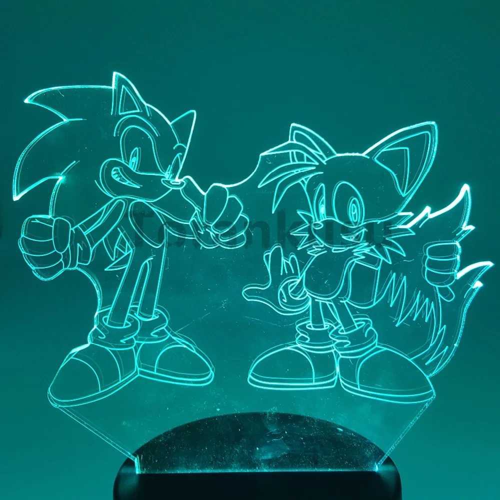 Sonic экшн-фигурка 3D ночной Светильник s светодиодный изменяющийся аниме Ёжик Соник Майлз Prower Sonic 3D светильник ing Новинка светильник Модель игрушка