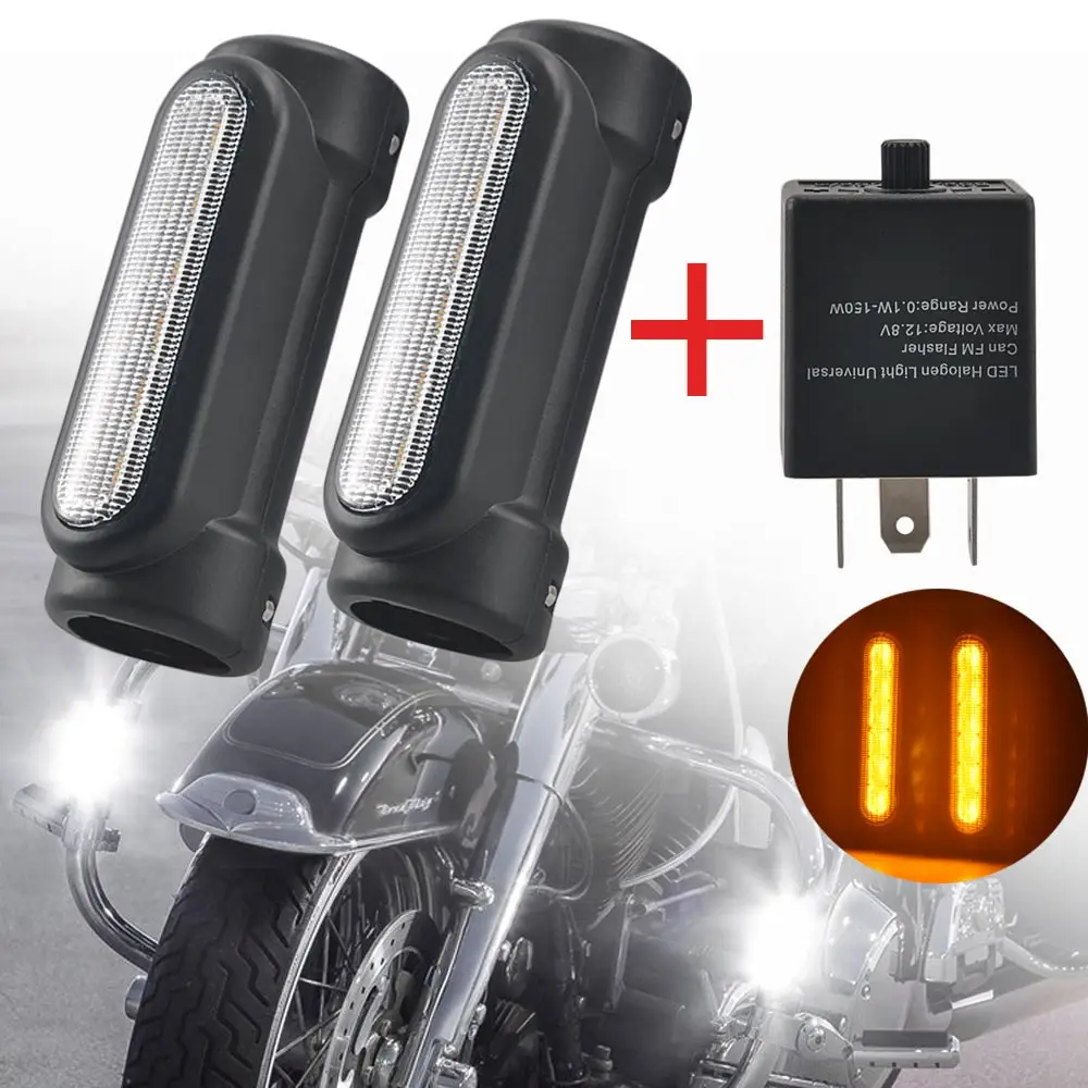 2xHighway Switchback Driving Crash Bar Light + Turn Signal Controller Adjustable LED Flasher Relay Fits For Harley |