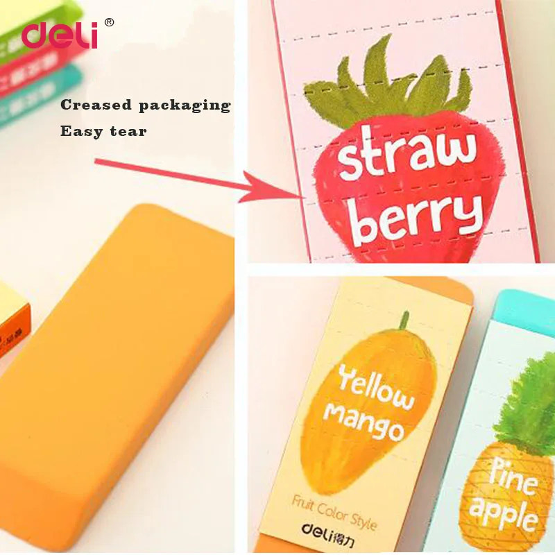 

12 pcs / box Pencil Rubber Eraser Large Candy Color Cute Fresh Fruit Style High Quality School Supplies Students Stationery