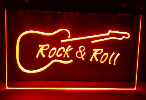 Rock and Roll Guitar Music NEW beer bar pub club 3d signs led neon light sign man cave vintage home decor | Дом и сад