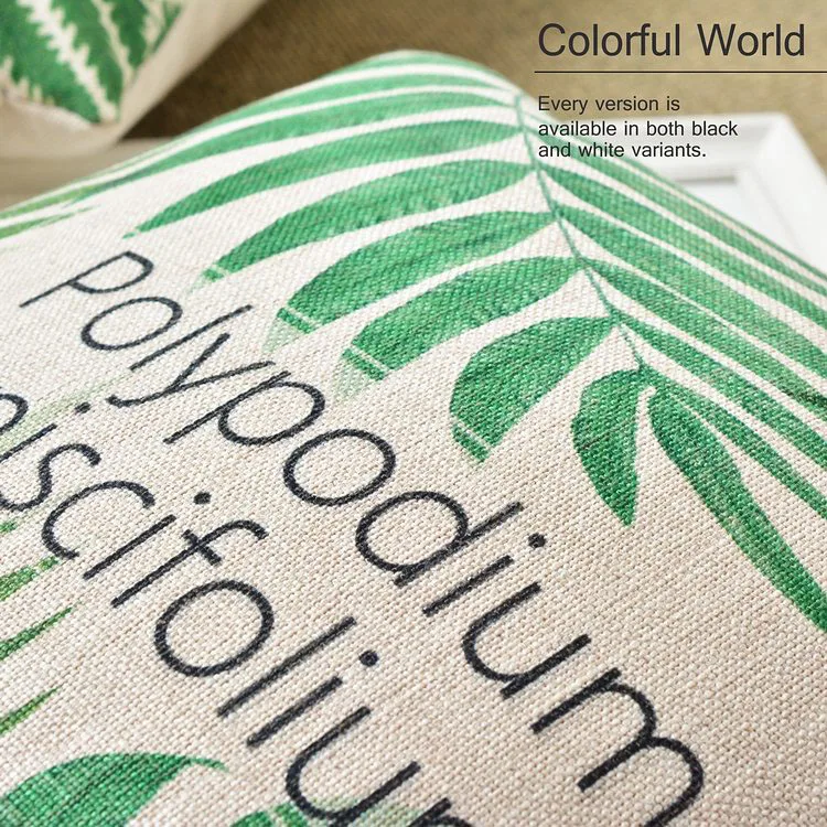 Тропические растения пальмовых листьев Чехлы белье зеленый Декоративные