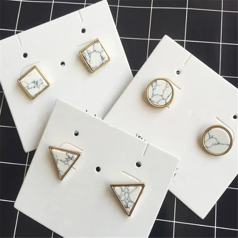 1 пара модных квадратный треугольник круглый геометрический мраморный белый