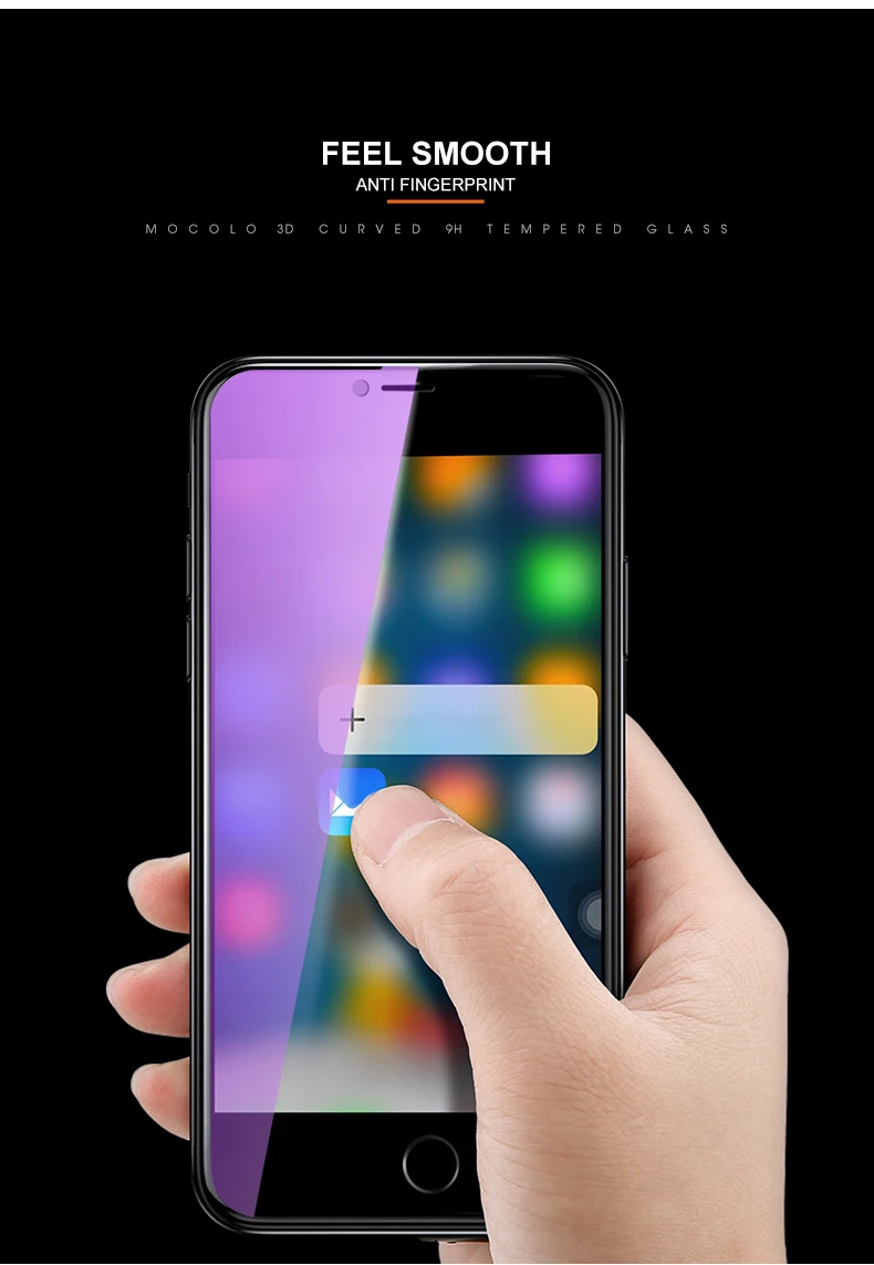 Mocolo 3 в 1, Защитное стекло для экрана iPhone 6, 7, 8, 3D, закругленные края, закаленное стекло, пленка, полное покрытие, анти-синий светильник