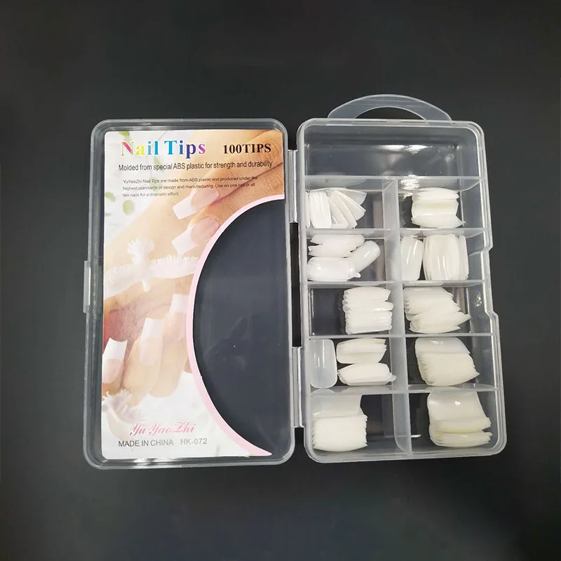 100 шт./лот телесный белый полное покрытие накладные ногти французский акриловый