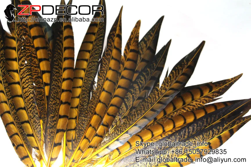 ZPDECOR 10 12 дюймов (25 30 см) 50 шт./лот окрашенные Золотые женские перья из хвоста фазана