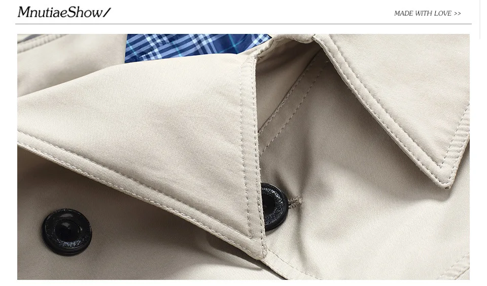 New Trench Coat Jacket Overcoat Casual Men's windbreakers Solid Color X-Long Men Fashion Autumn Jackets
