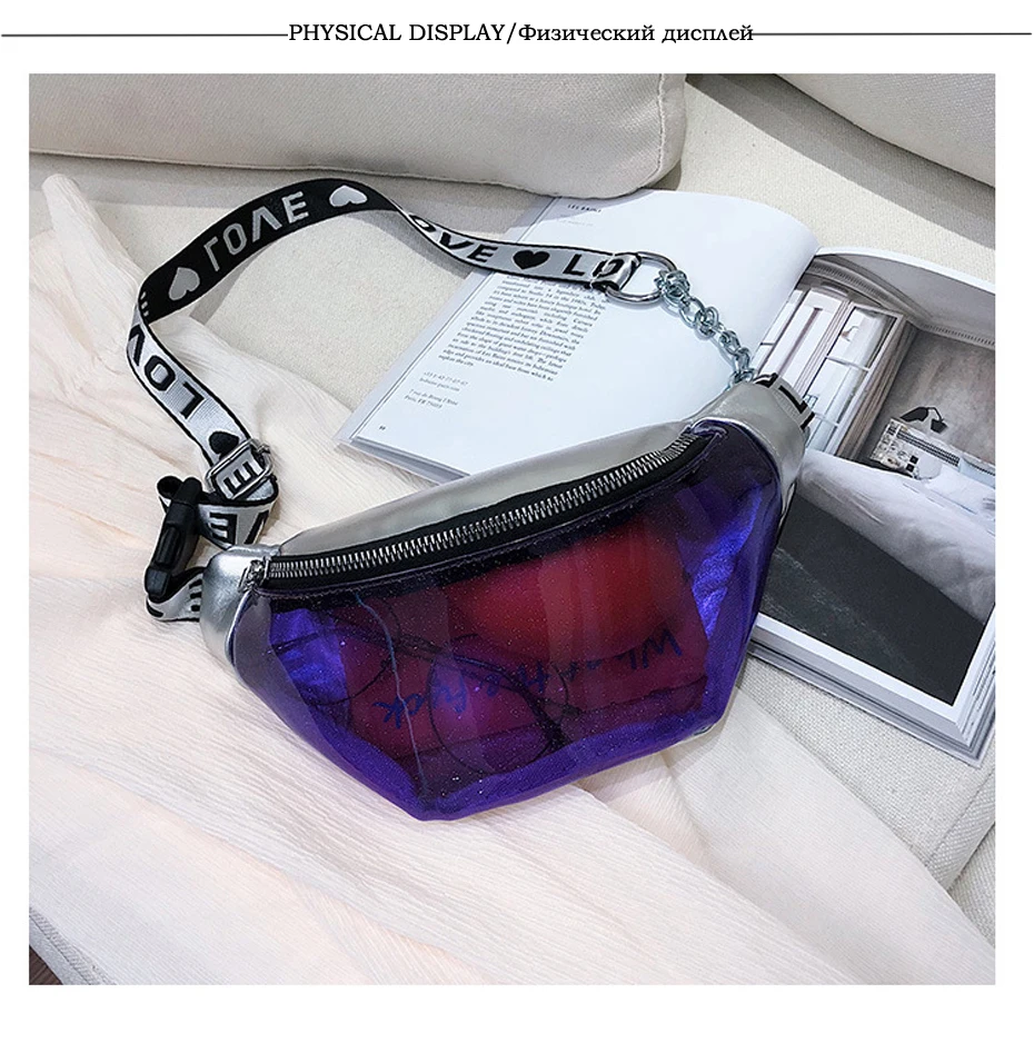 Summer Transparent Fanny Packs For Women Chain Waist Packs Ladies Small Belt Bags Female Chest Bag Travel Waist Pack