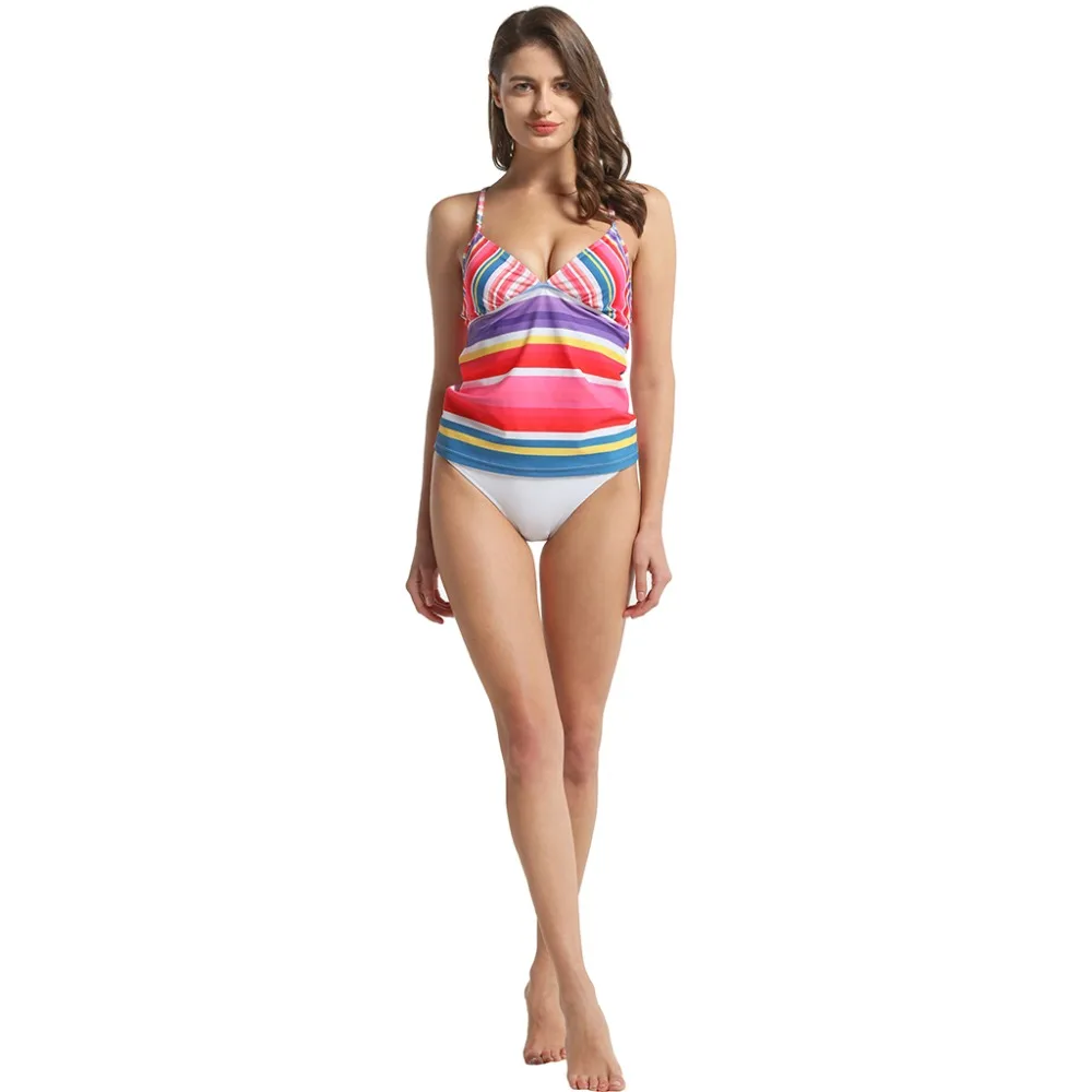 Купальник танкини maillots de bain women купальный костюм с красочным принтом в полоску