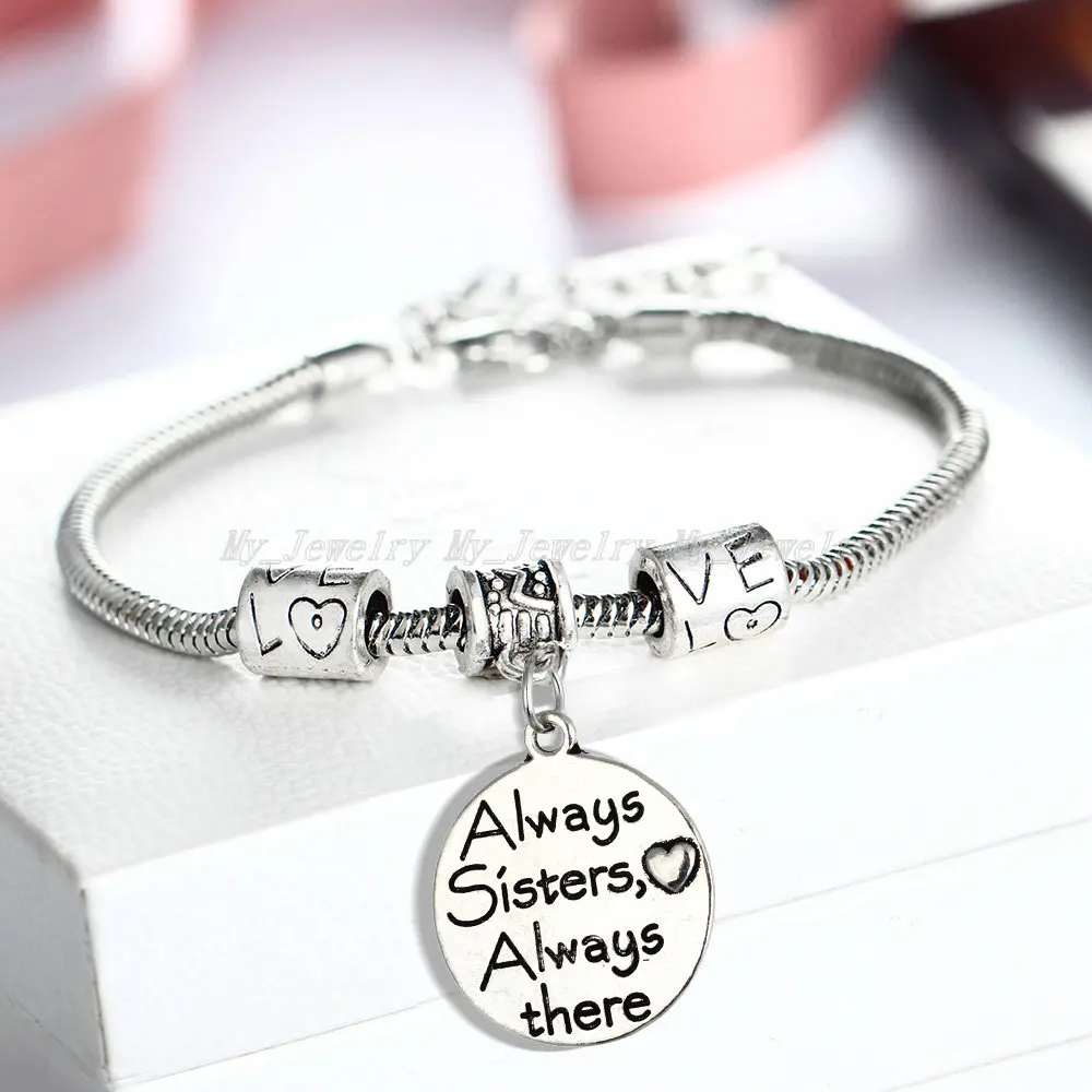 Браслет женский с бусинами Always Sister туда|charm chain|friendship jewelrybangle charm |