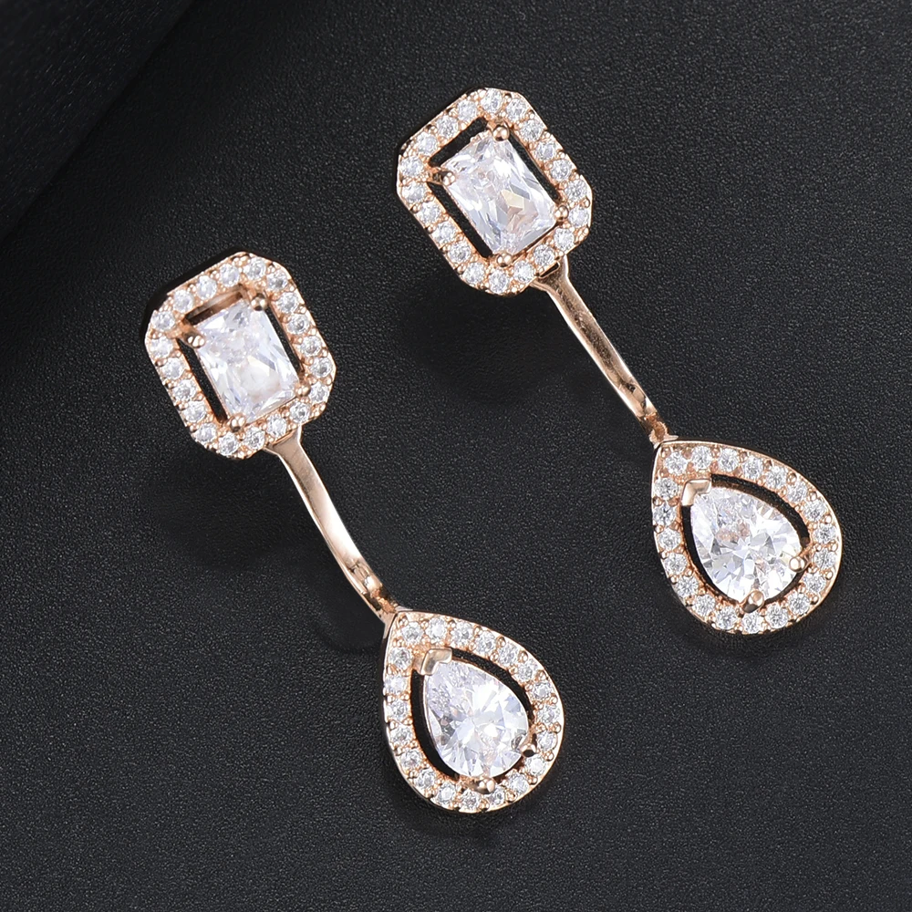 

SISCATHY Trendy Design Fashion Stud Earrings Square&Water Drop Crystal New Jewelry Trend Romantic Lover Gift Handmade Jewelry