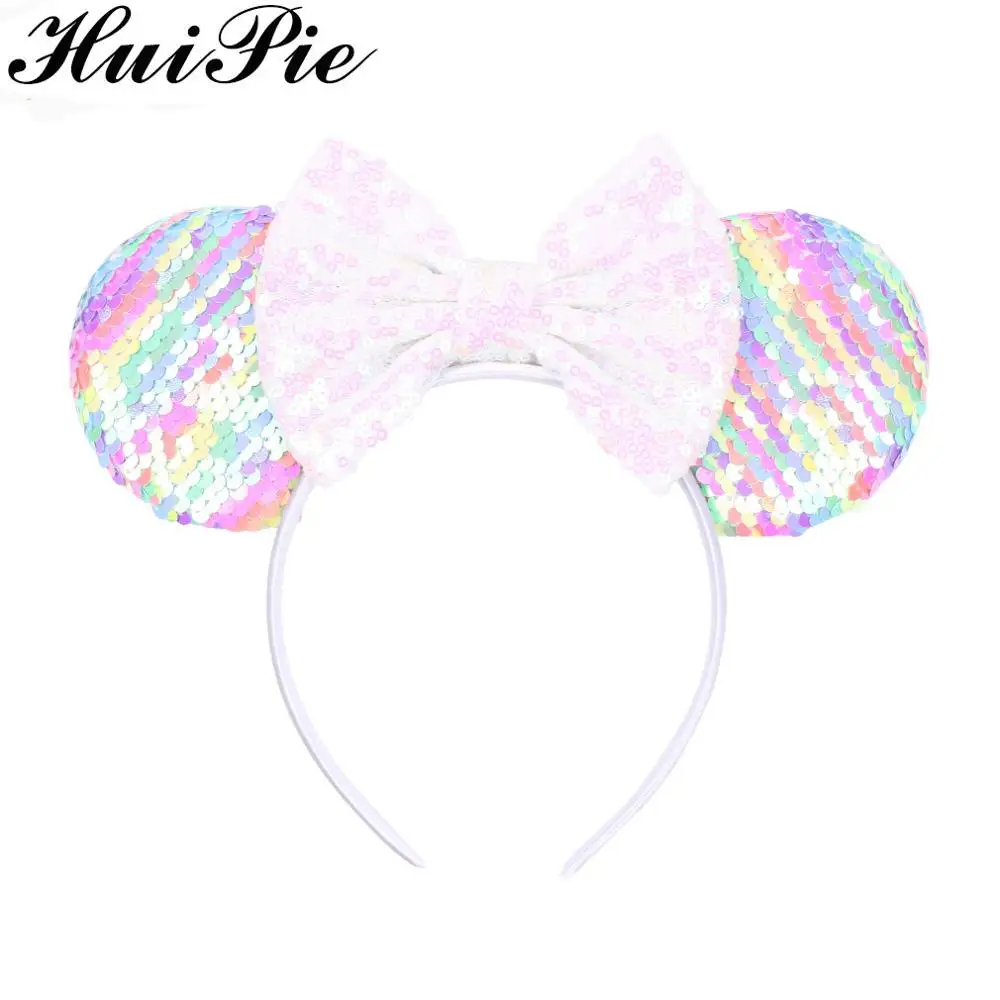 Shiny Sequins Hair Bow Mermaid Rainbow Women/Girl 3.3&quot Flip 2020 Ears Headband Hairband For Girl Accessories | Аксессуары для