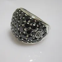 Solid 925 Silver Men's Jewelry Pave Cognac Diamond Chevron Signet Ring with Black Diamonds Design Jewelry Fine Men Ring