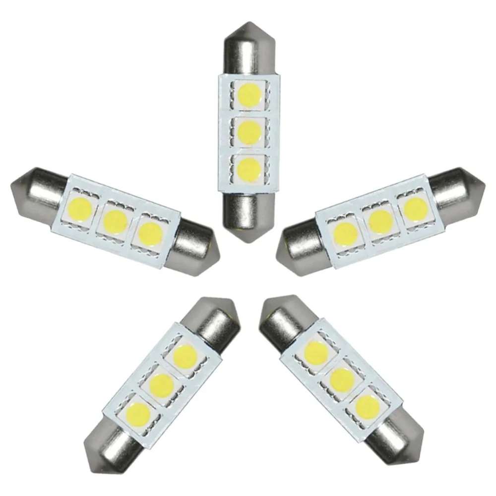 5 шт. 36 мм 3 SMD 5050 Светодиодные лампы холодный белый Festoon внутренний купол авто