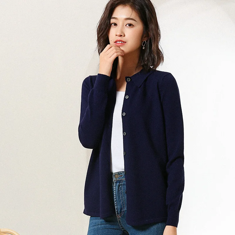 Cashmere sweater female new round neck solid color knit cardigan Slim loose coat thin section elastic wild shirt |