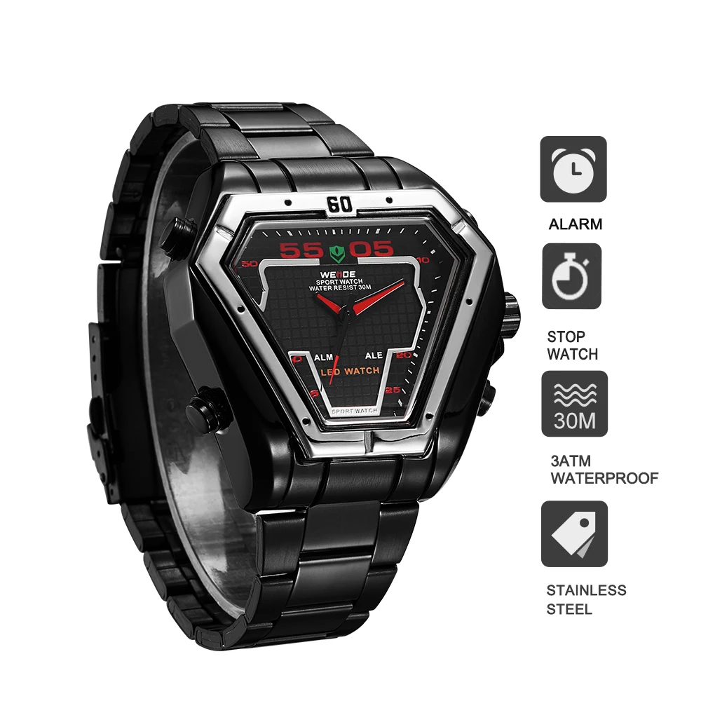 WEIDE Роскошные спортивные цифровые часы Для мужчин Элитный бренд высшего качества